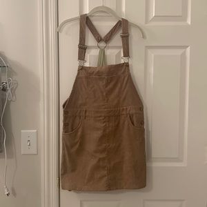 Corduroy light brown overall dress